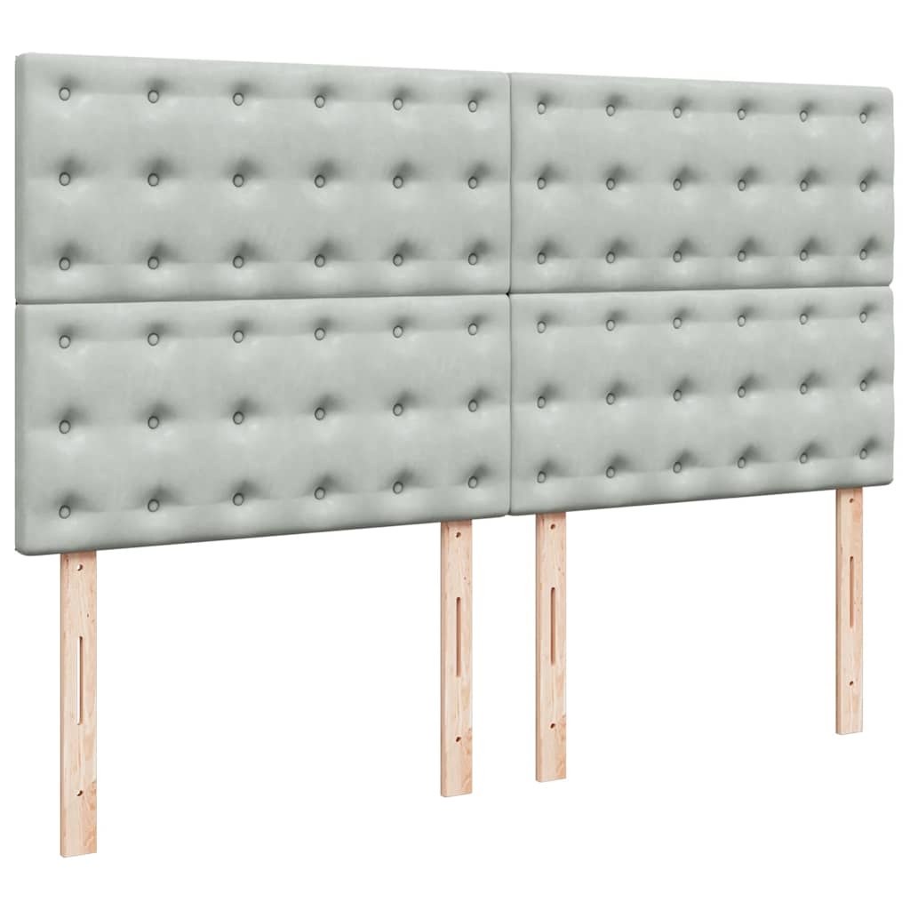 Pat box spring cu saltea, gri deschis, 180x200 cm, catifea GartenMobel Dekor