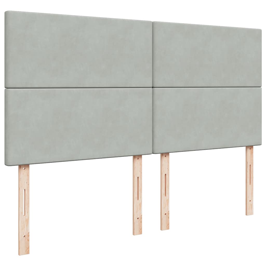 Pat box spring cu saltea, gri deschis, 180x200 cm, catifea GartenMobel Dekor