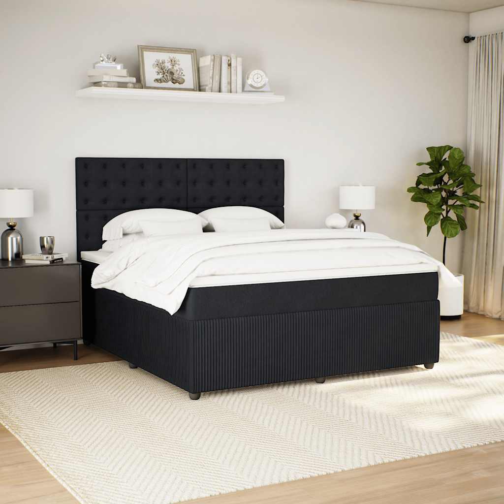 Pat box spring cu saltea, negru, 180x200 cm, catifea GartenMobel Dekor