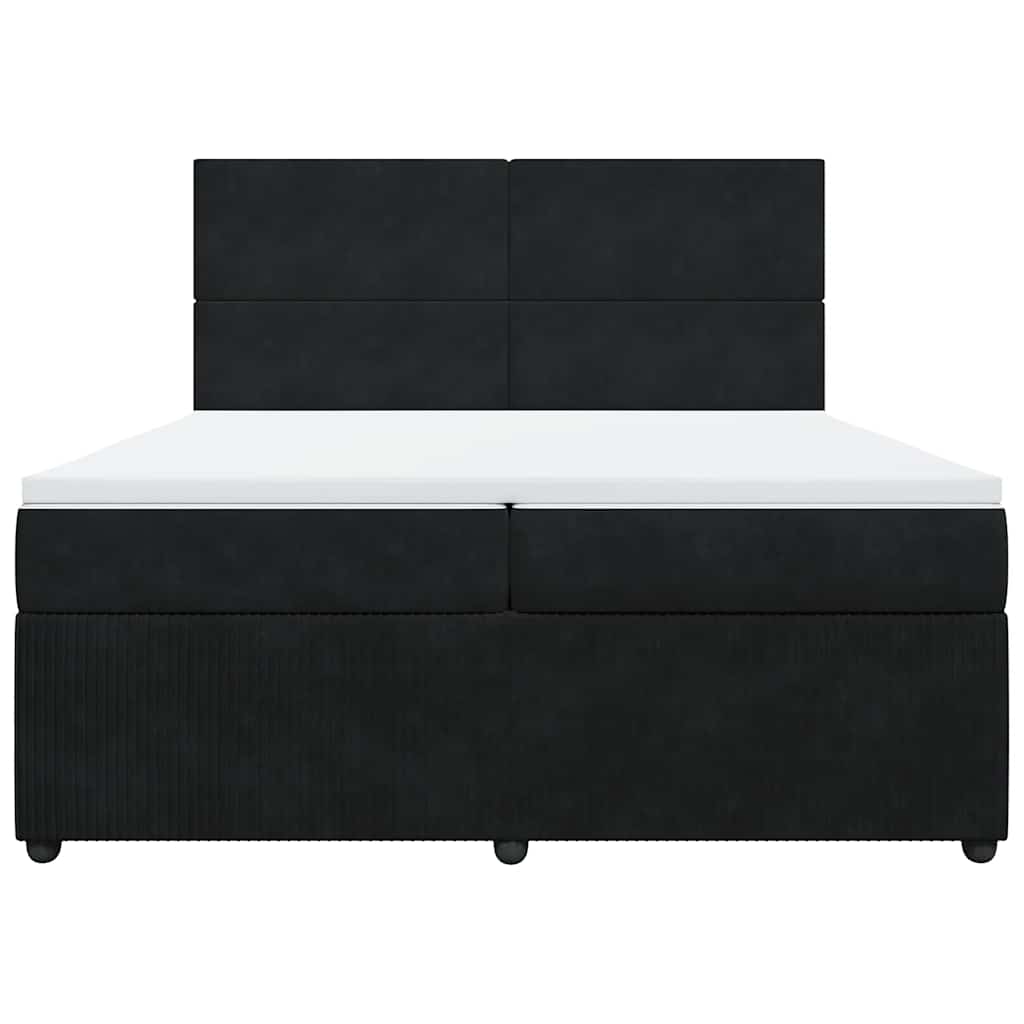 Pat box spring cu saltea, negru, 200x200 cm, catifea GartenMobel Dekor