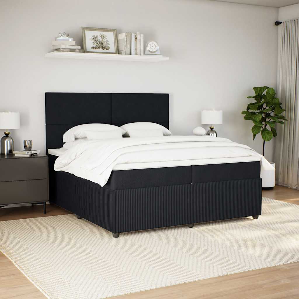 Pat box spring cu saltea, negru, 200x200 cm, catifea GartenMobel Dekor