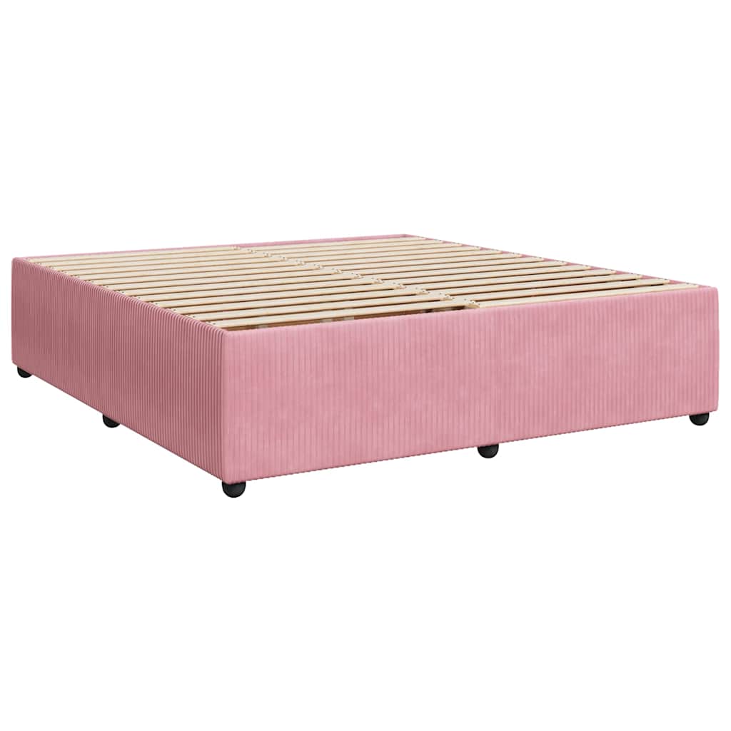 Pat box spring cu saltea, roz, 180x200 cm, catifea GartenMobel Dekor