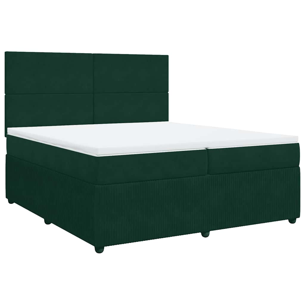 Pat box spring cu saltea, verde închis, 200x200 cm, catifea GartenMobel Dekor