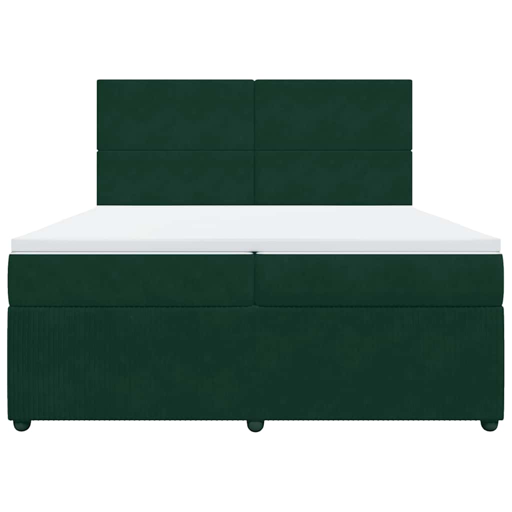 Pat box spring cu saltea, verde închis, 200x200 cm, catifea GartenMobel Dekor