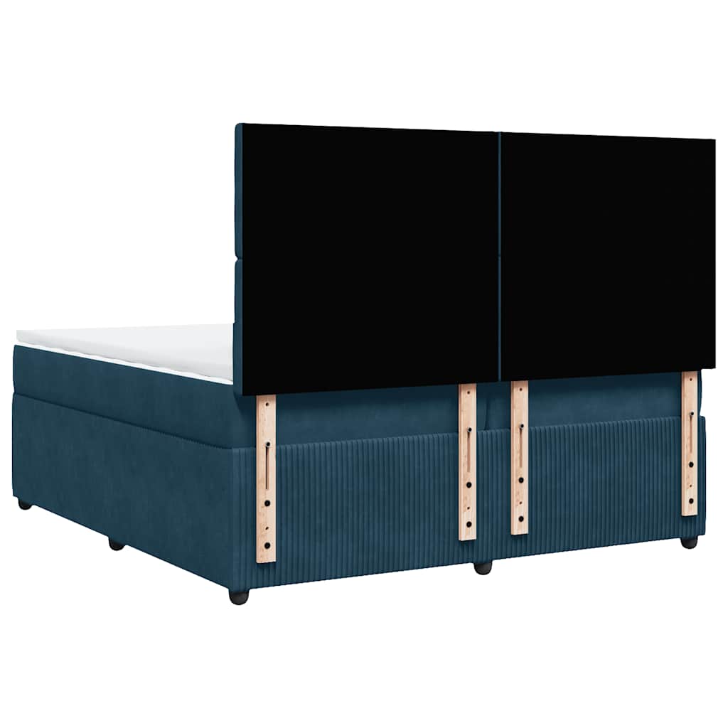 Pat box spring cu saltea, albastru închis, 200x200 cm, catifea GartenMobel Dekor