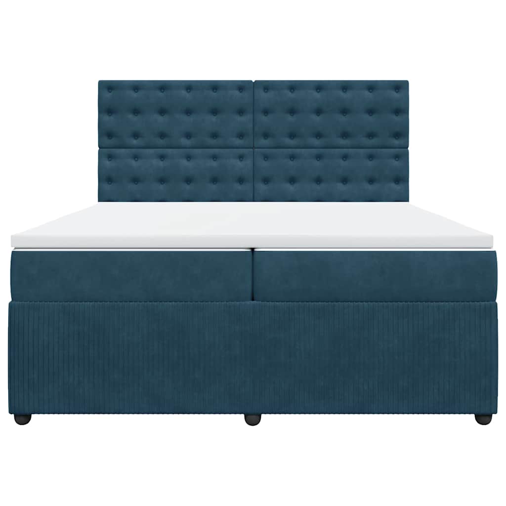 Pat box spring cu saltea, albastru închis, 200x200 cm, catifea GartenMobel Dekor