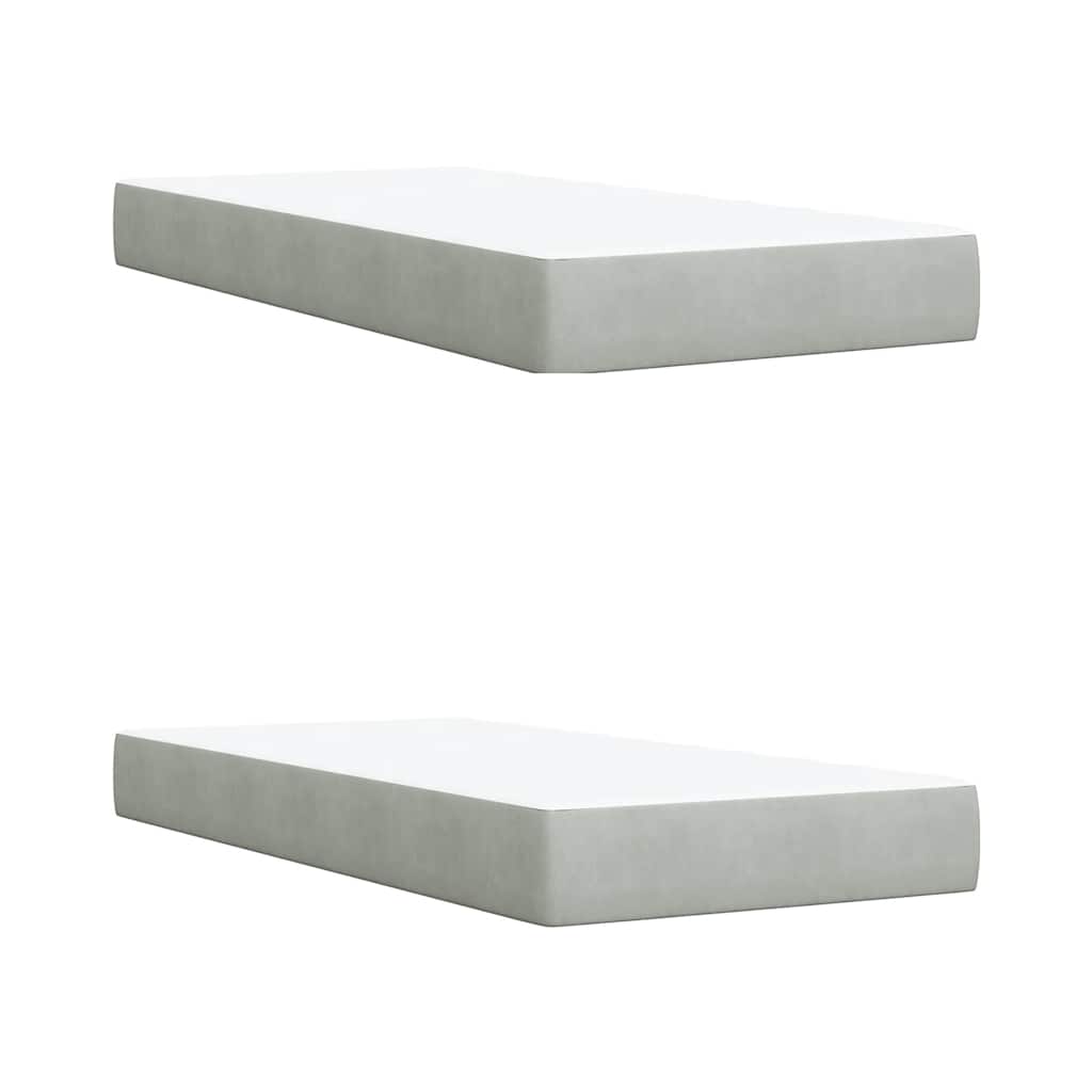 Pat box spring cu saltea, gri deschis, 200x200 cm, catifea GartenMobel Dekor