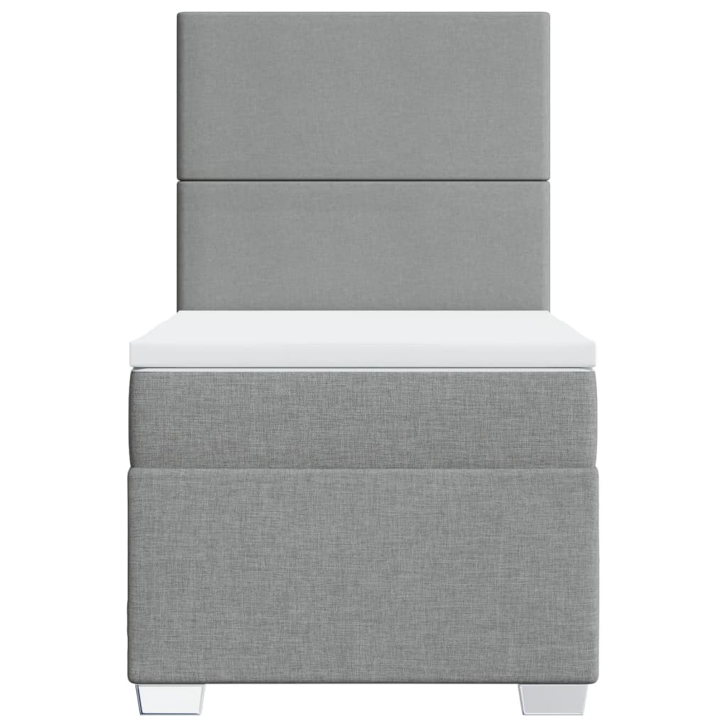 Pat box spring cu saltea, gri deschis, 90x190 cm, textil GartenMobel Dekor