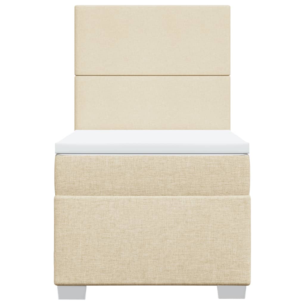 Pat box spring cu saltea, crem, 100x200 cm, textil GartenMobel Dekor