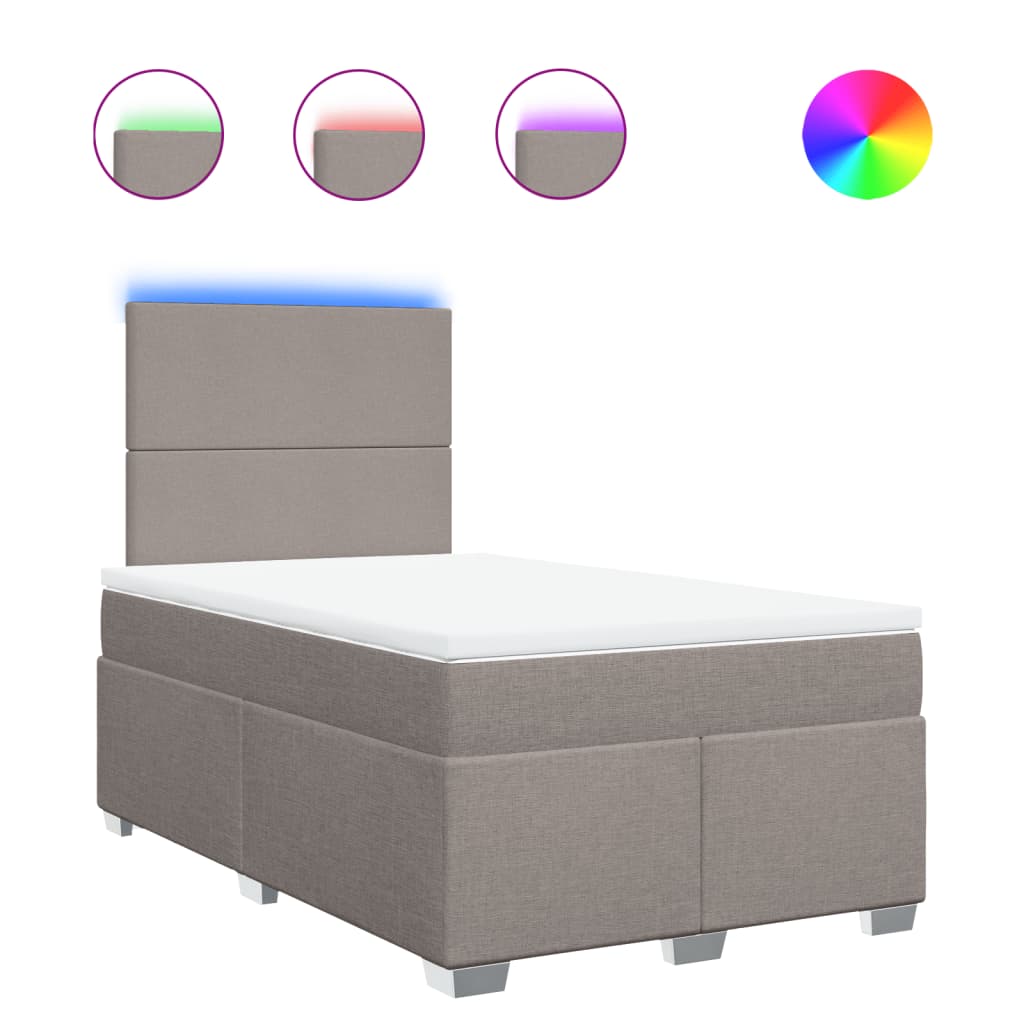 Pat box spring cu saltea, taupe, 120x190 cm material textil GartenMobel Dekor