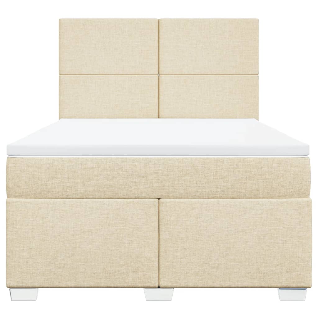 Pat box spring cu saltea, crem, 140x200 cm, textil GartenMobel Dekor