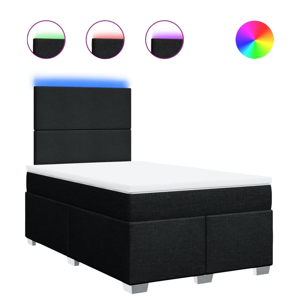 Pat box spring cu saltea, negru, 120x200 cm, textil GartenMobel Dekor