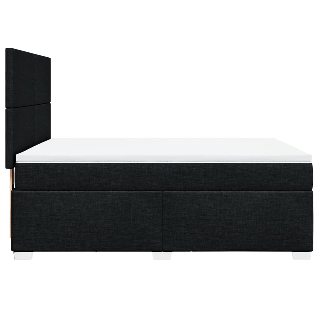 Pat box spring cu saltea, negru, 140x190 cm, textil GartenMobel Dekor
