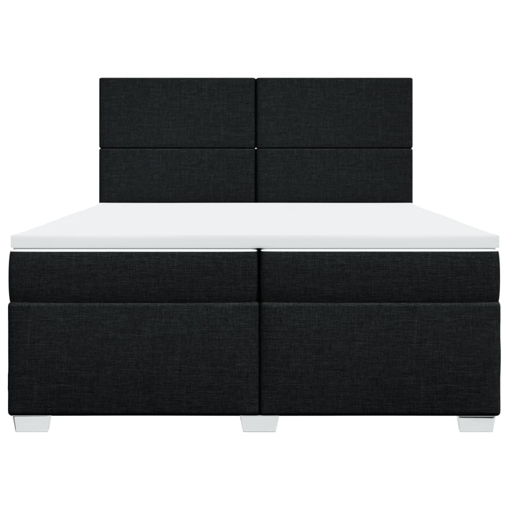 Pat box spring cu saltea, negru, 200x200 cm, textil GartenMobel Dekor