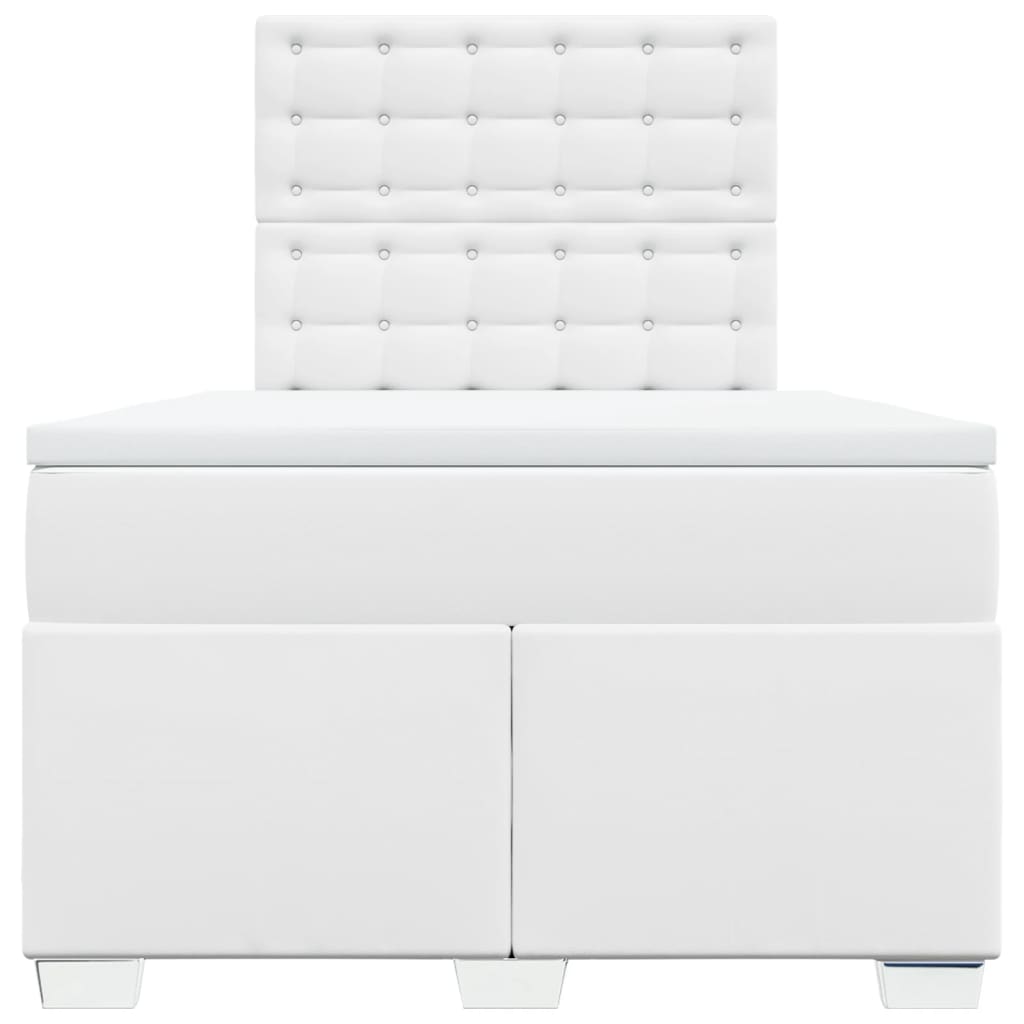 Pat box spring cu saltea, alb, 120x190 cm, piele ecologică GartenMobel Dekor