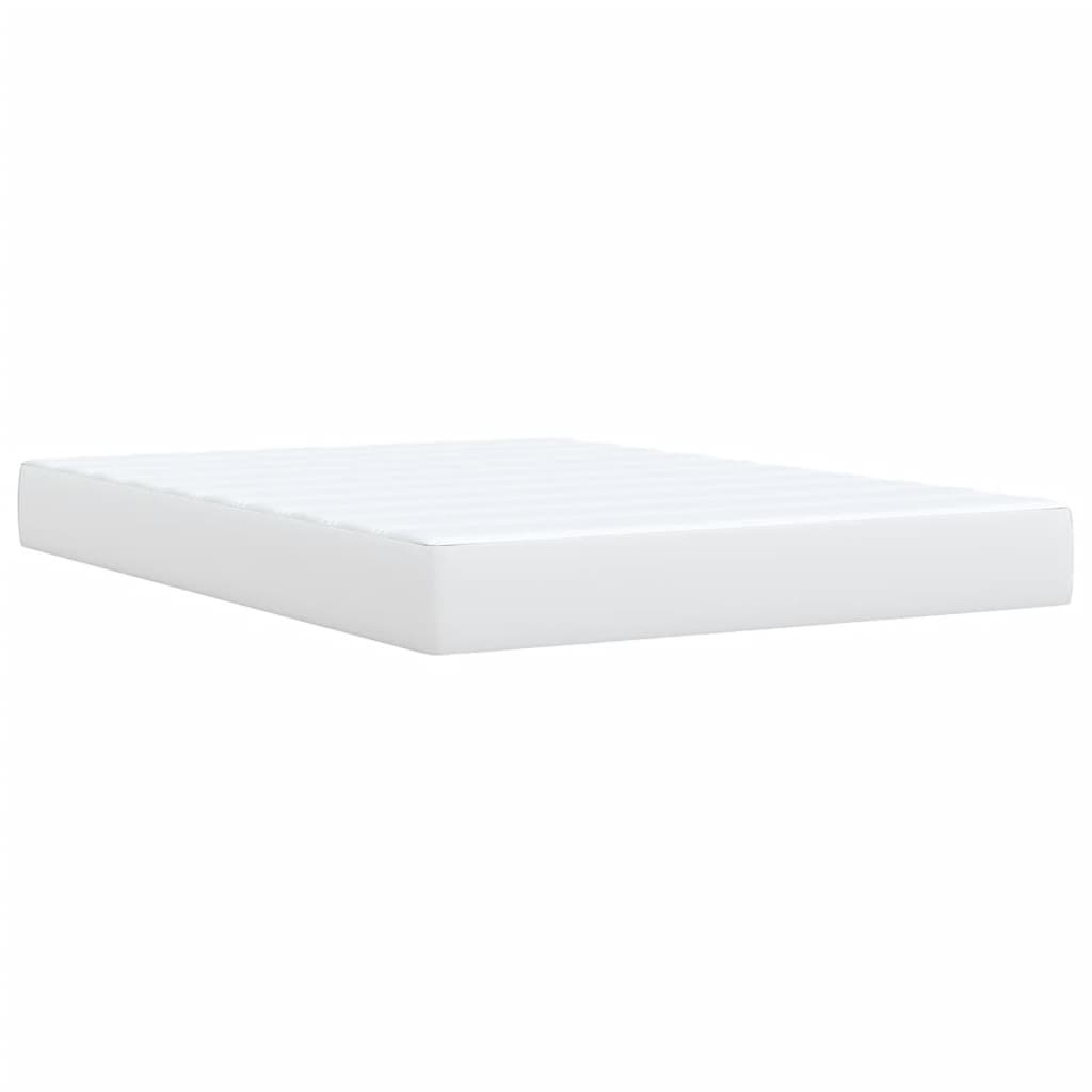 Pat box spring cu saltea, alb, 140x200 cm, piele ecologică GartenMobel Dekor