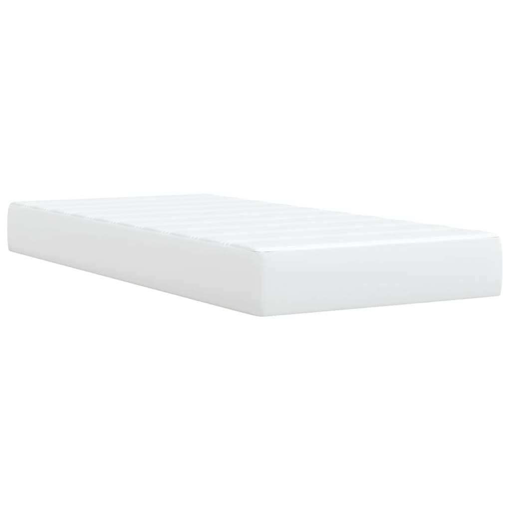 Pat box spring cu saltea, alb, 90x190 cm, piele ecologică GartenMobel Dekor