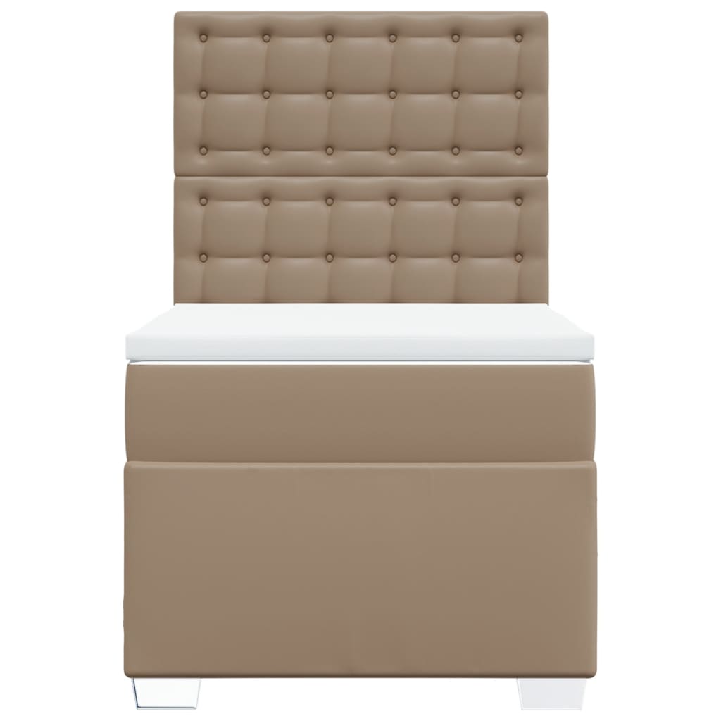 Pat box spring cu saltea, cappuccino, 100x200cm piele ecologică GartenMobel Dekor