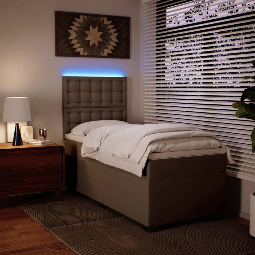 Pat box spring cu saltea, cappuccino, 100x200cm piele ecologică GartenMobel Dekor