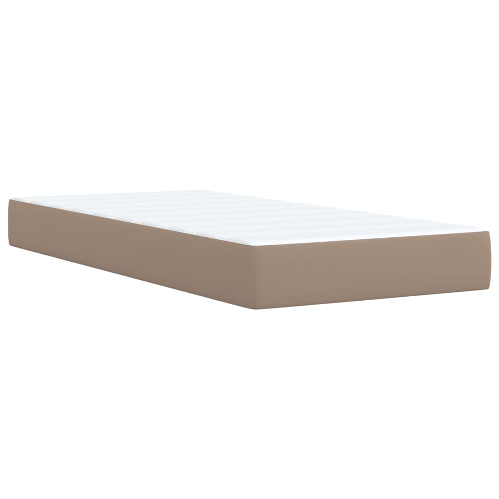 Pat box spring cu saltea, cappuccino, 100x200cm piele ecologică GartenMobel Dekor