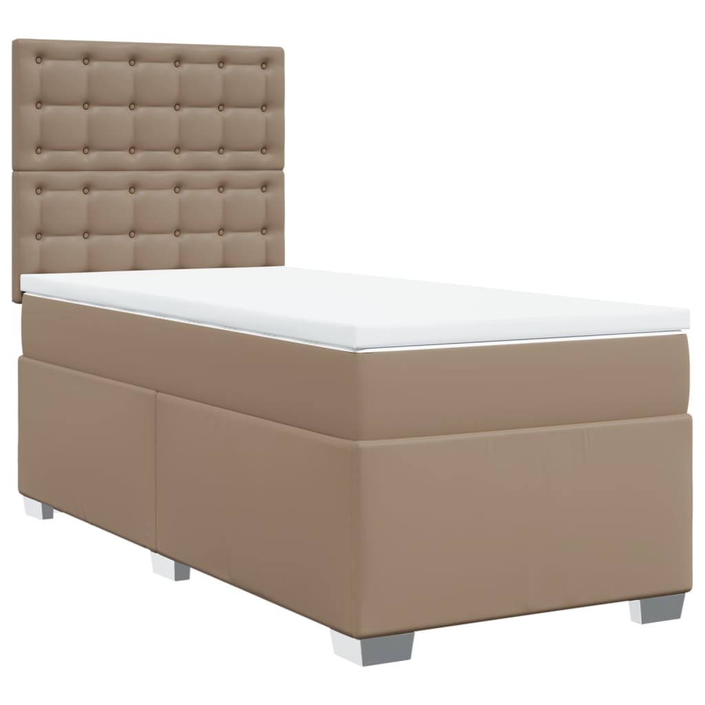 Pat box spring cu saltea, cappuccino, 100x200cm piele ecologică GartenMobel Dekor