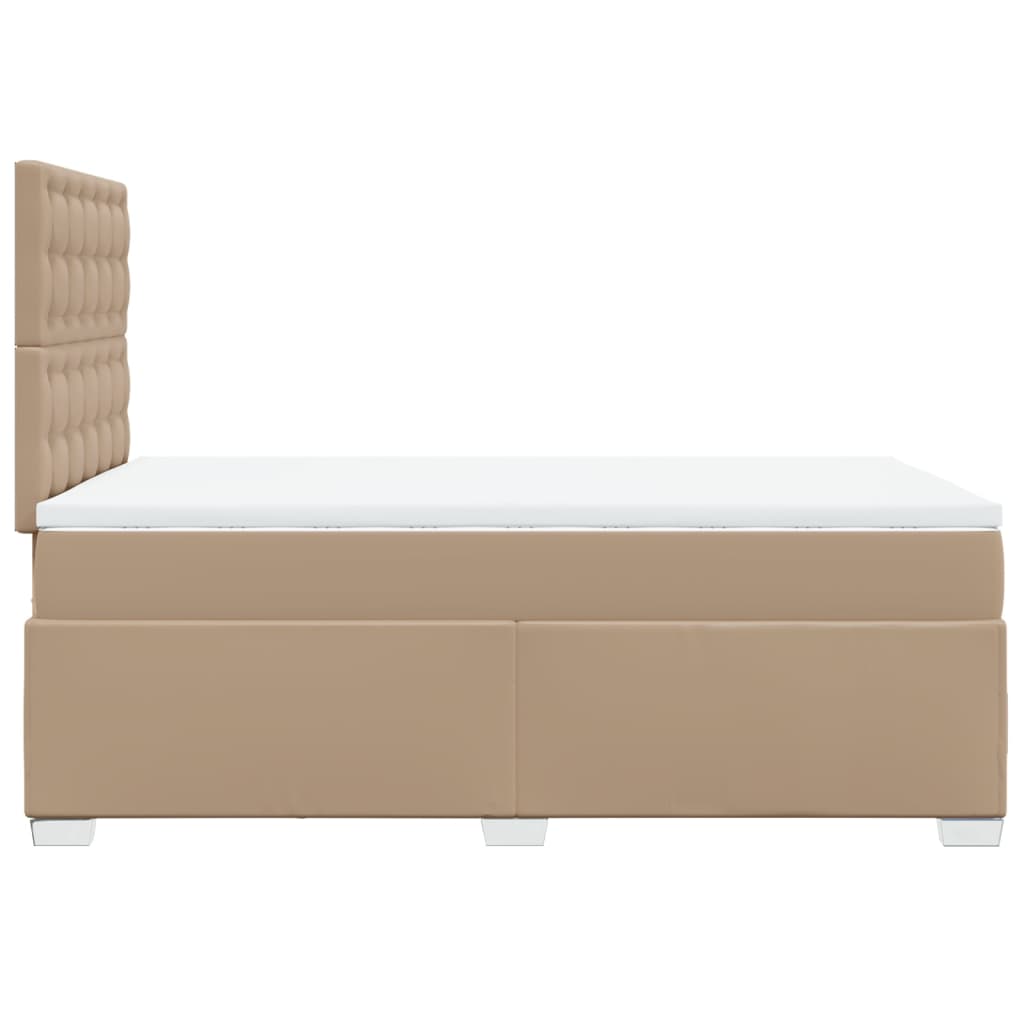 Pat box spring cu saltea, cappuccino, 120x190cm piele ecologică GartenMobel Dekor