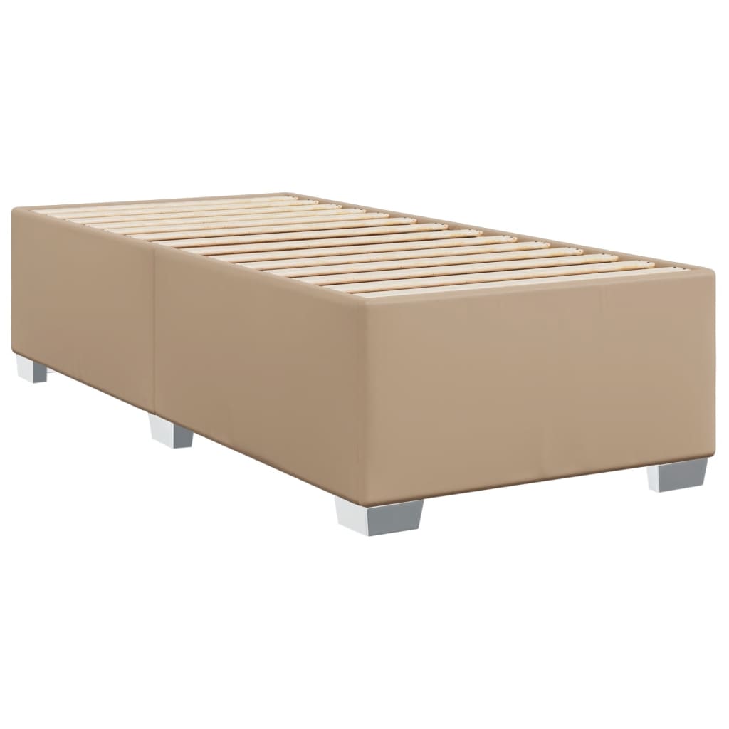 Pat box spring cu saltea, cappuccino, 80x200 cm piele ecologică GartenMobel Dekor