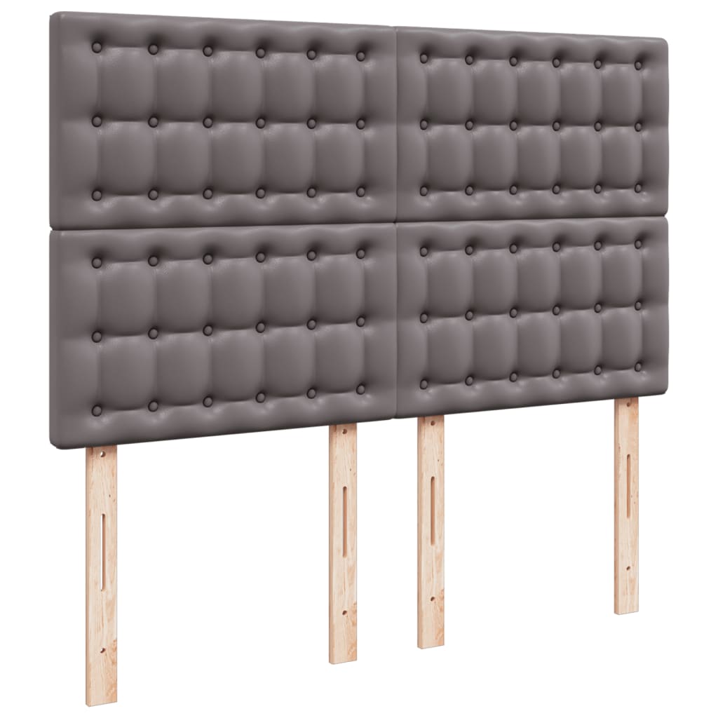 Pat box spring cu saltea, gri, 140x190 cm, piele ecologică GartenMobel Dekor