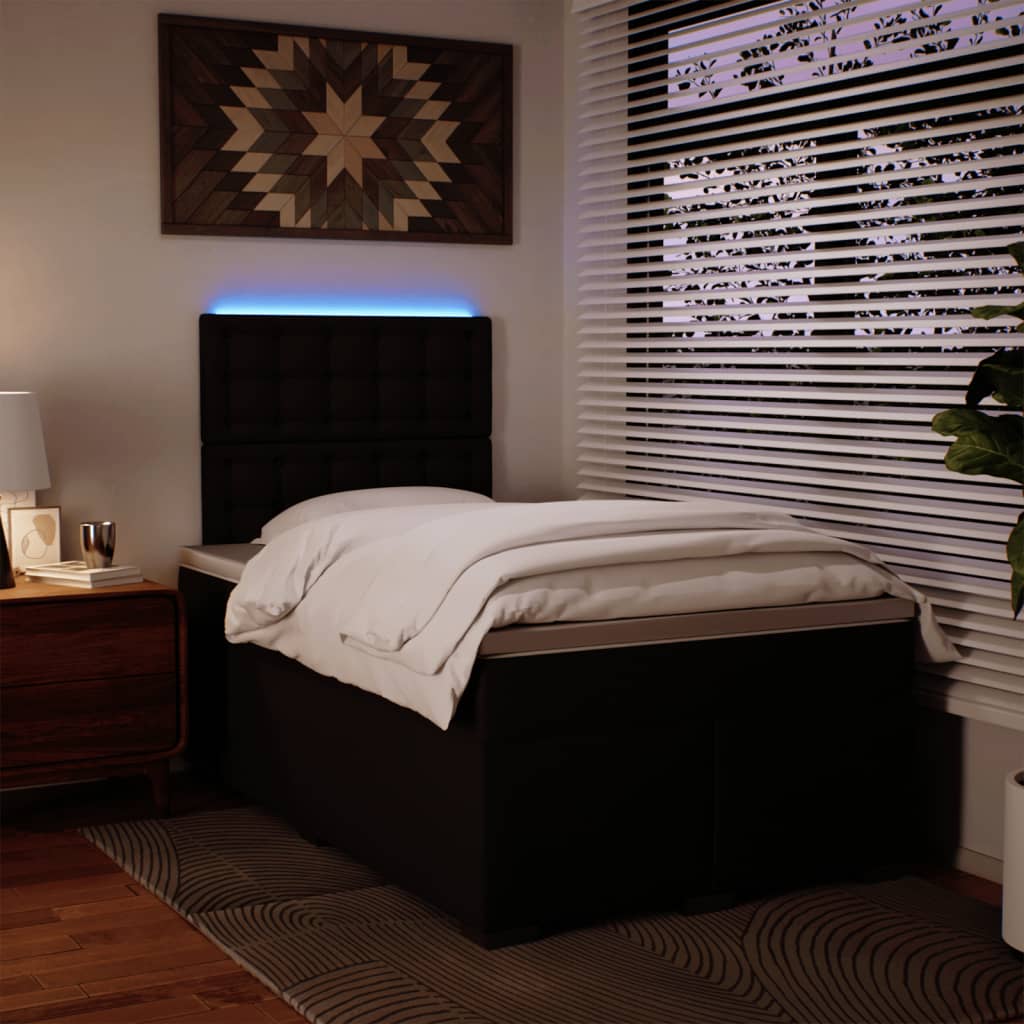 Pat continental cu saltea, negru, 120x200 cm, piele ecologică GartenMobel Dekor