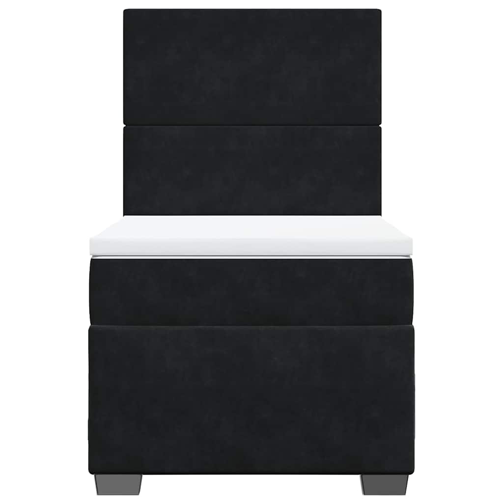Pat box spring cu saltea, negru, 80x200 cm, catifea GartenMobel Dekor