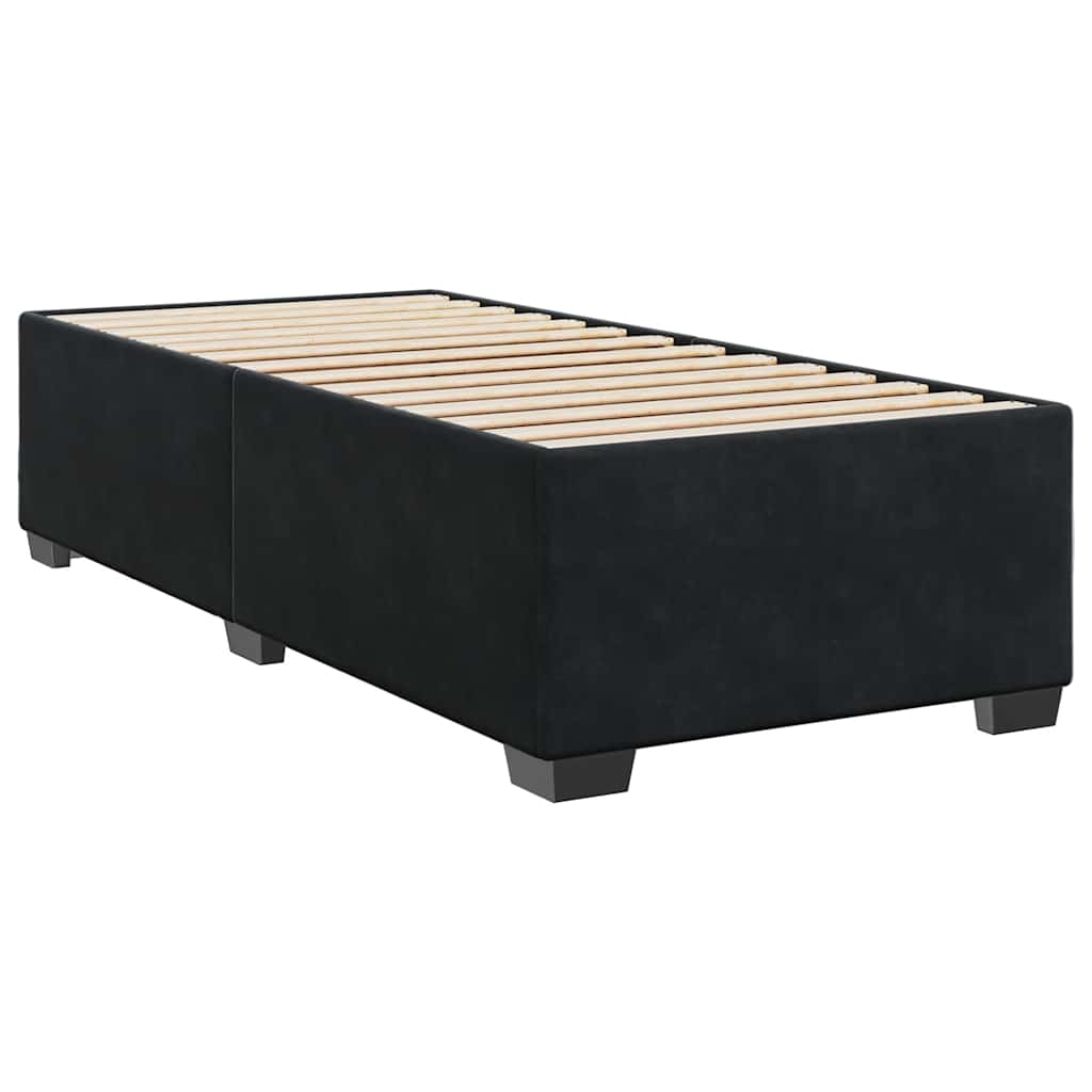 Pat box spring cu saltea, negru, 90x190 cm, catifea GartenMobel Dekor