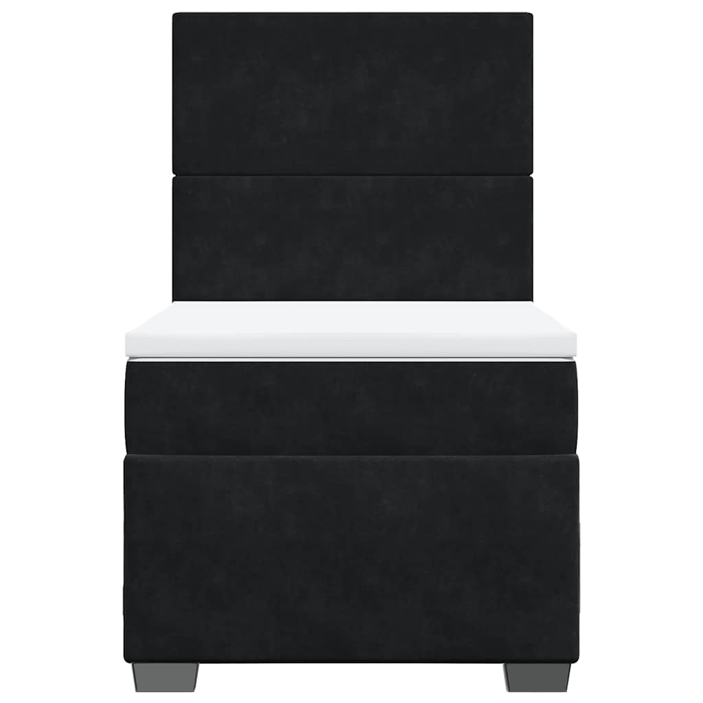 Pat box spring cu saltea, negru, 90x190 cm, catifea GartenMobel Dekor