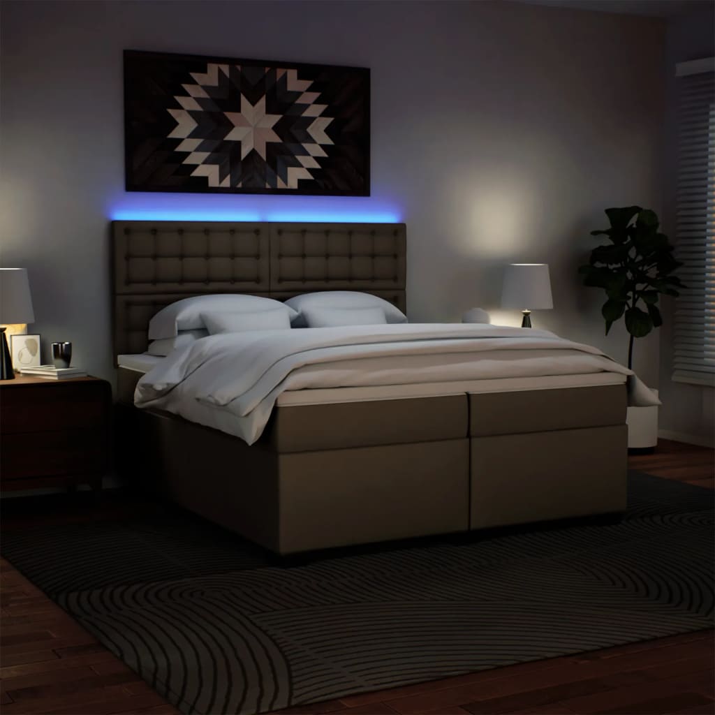 Pat continental cu saltea, cappuccino, 200x200 cm, piele eco GartenMobel Dekor