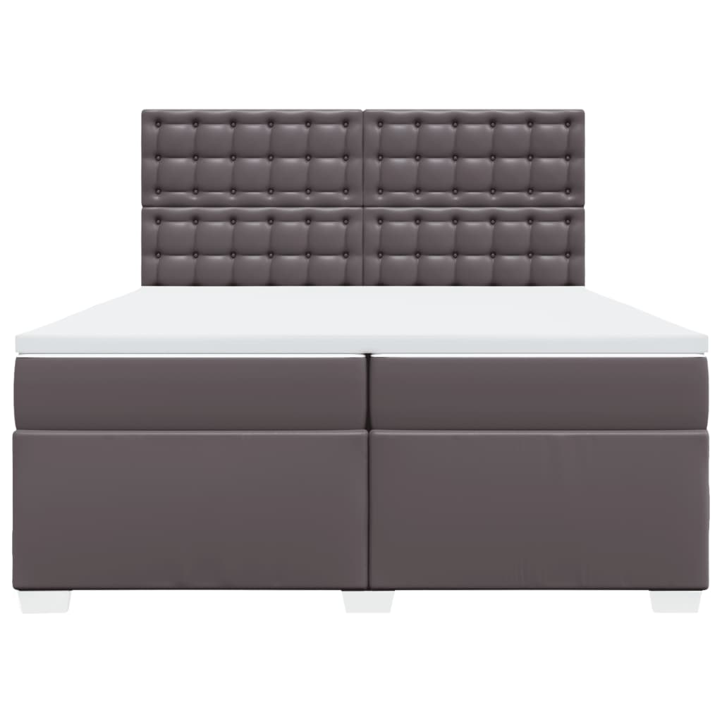 Pat continental cu saltea, gri, 200x200 cm, piele ecologică GartenMobel Dekor