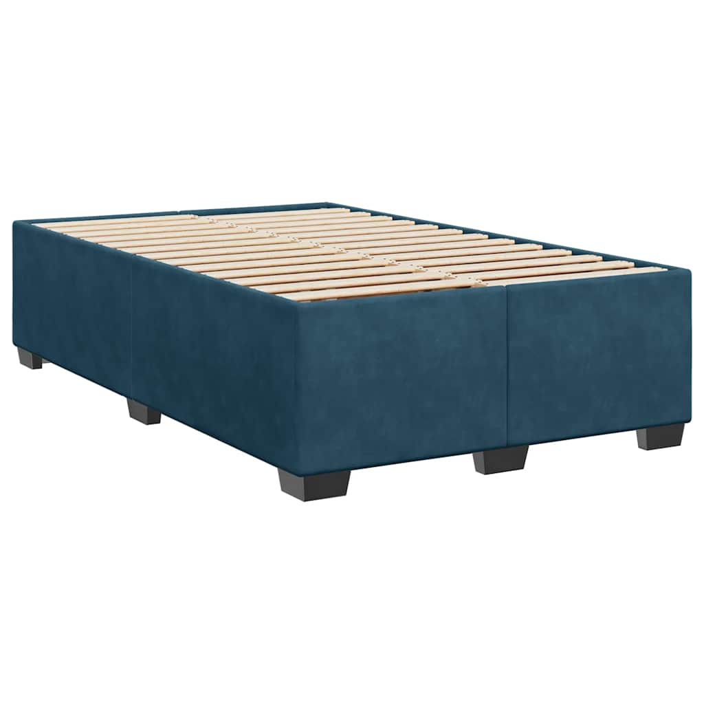 Pat box spring cu saltea, albastru, 120x190 cm, catifea GartenMobel Dekor