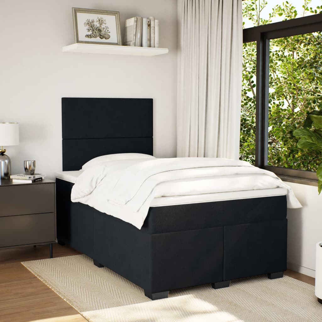 Pat box spring cu saltea, negru, 120x190 cm, catifea GartenMobel Dekor