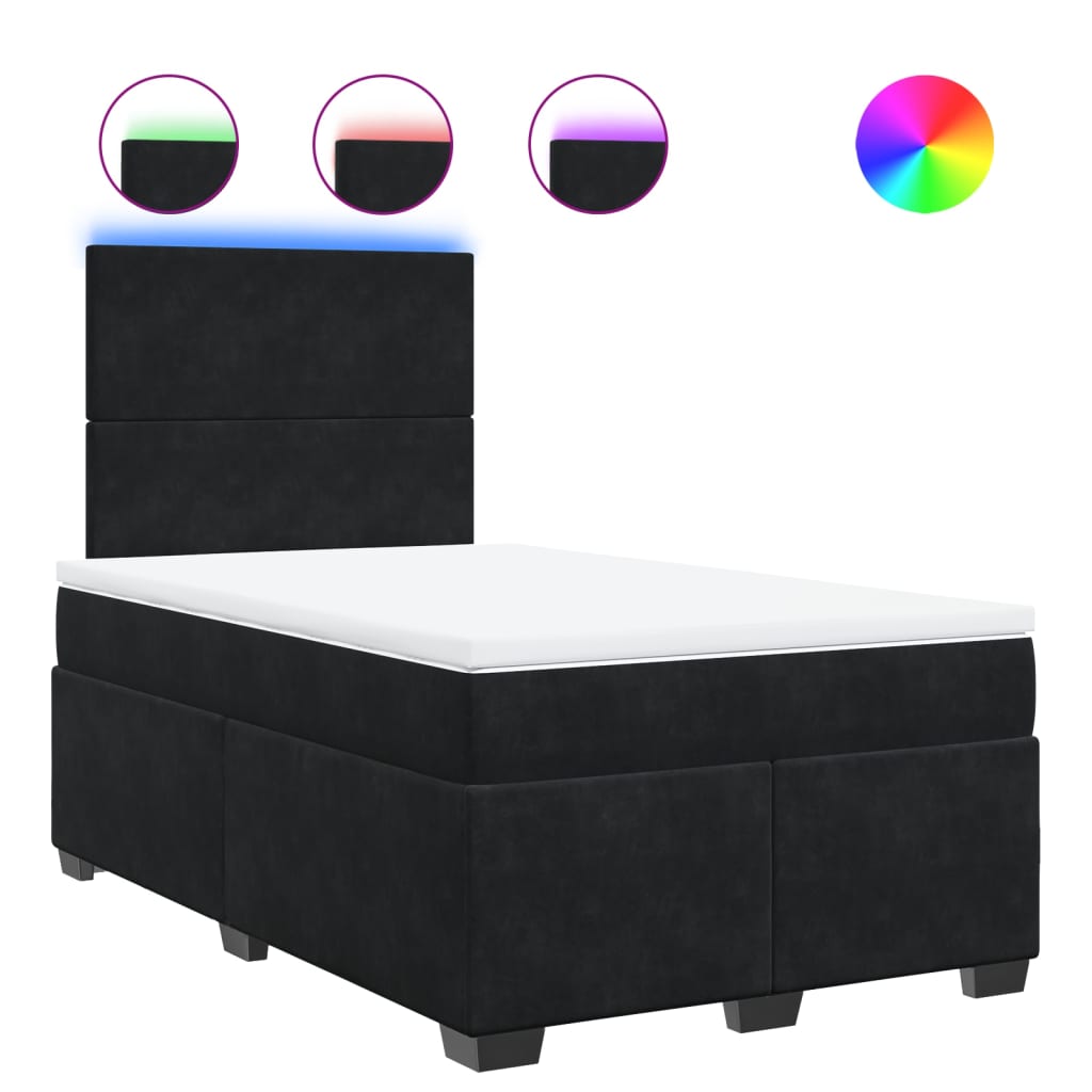 Pat box spring cu saltea, negru, 120x200 cm, catifea GartenMobel Dekor