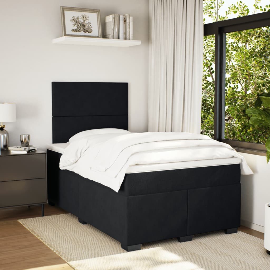 Pat box spring cu saltea, negru, 120x200 cm, catifea GartenMobel Dekor