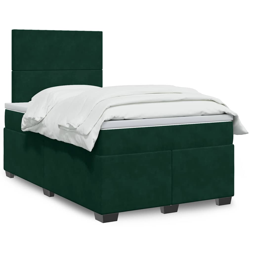 Pat box spring cu saltea, verde închis, 120x190 cm, catifea GartenMobel Dekor