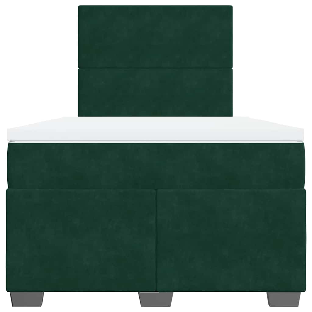 Pat box spring cu saltea, verde închis, 120x190 cm, catifea GartenMobel Dekor