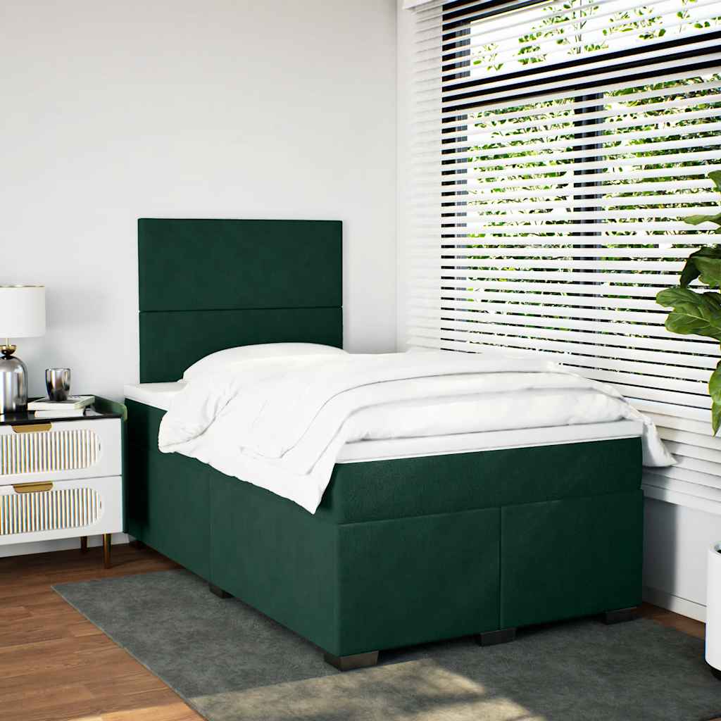 Pat box spring cu saltea, verde închis, 120x190 cm, catifea GartenMobel Dekor