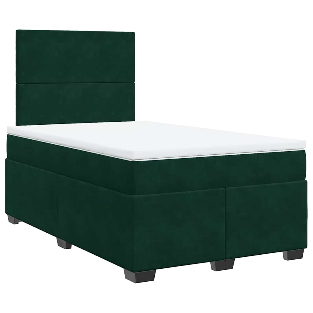 Pat box spring cu saltea, verde închis, 120x190 cm, catifea GartenMobel Dekor