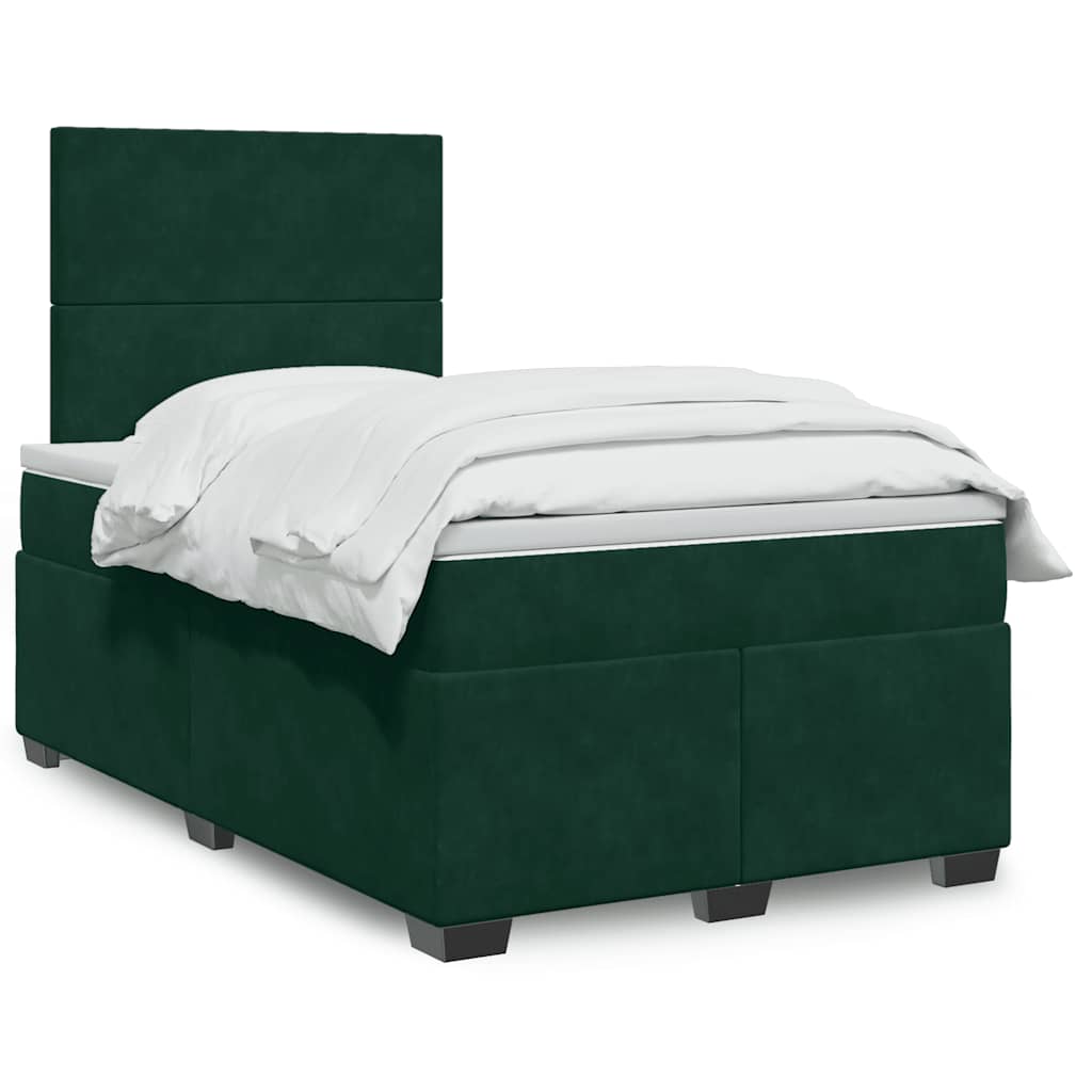 Pat box spring cu saltea, verde închis, 120x200 cm, catifea GartenMobel Dekor