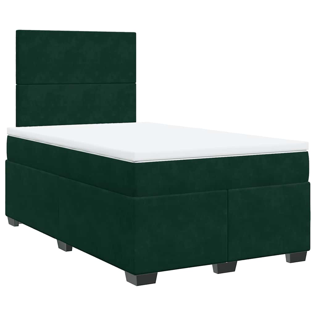 Pat box spring cu saltea, verde închis, 120x200 cm, catifea GartenMobel Dekor