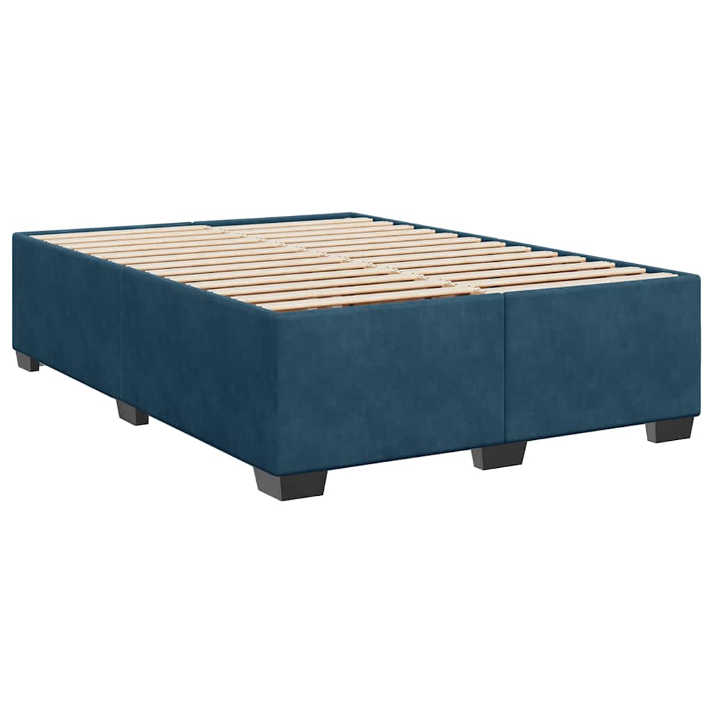 Pat box spring cu saltea, albastru, 140x200 cm, catifea GartenMobel Dekor