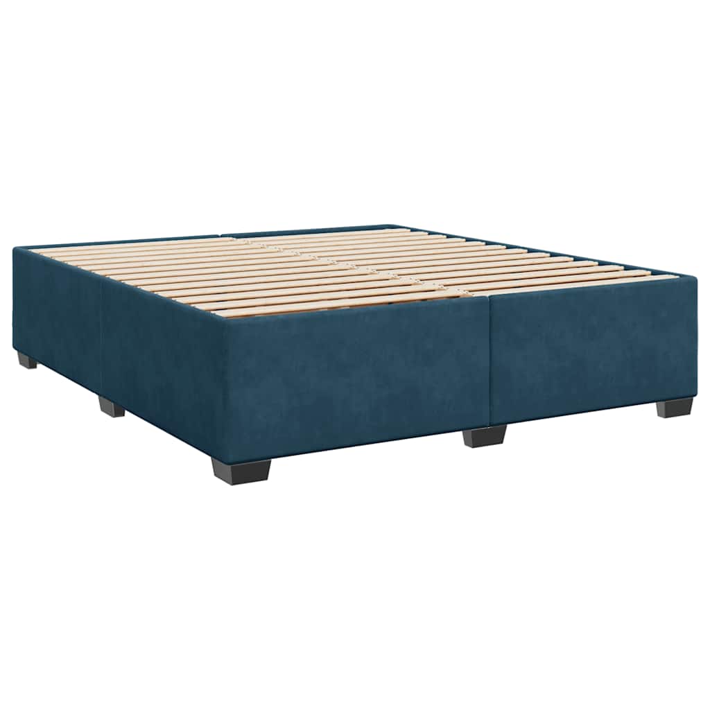 Pat box spring cu saltea, albastru, 180x200 cm, catifea GartenMobel Dekor