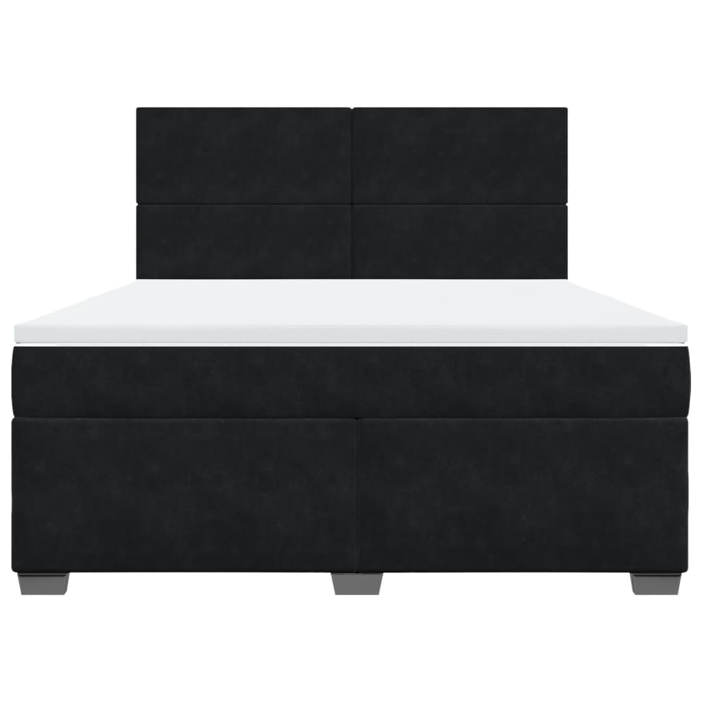 Pat box spring cu saltea, negru, 180x200 cm, catifea GartenMobel Dekor