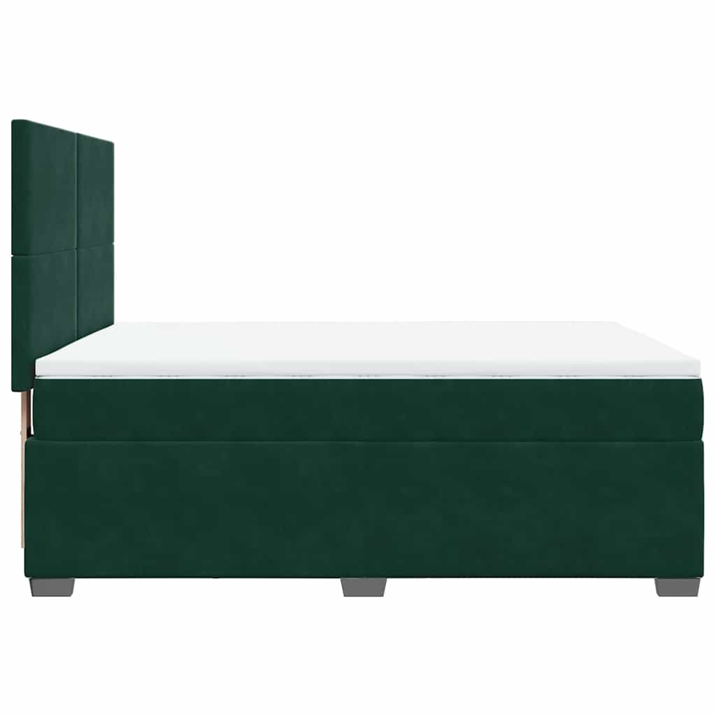 Pat box spring cu saltea, verde închis, 140x190 cm, catifea GartenMobel Dekor