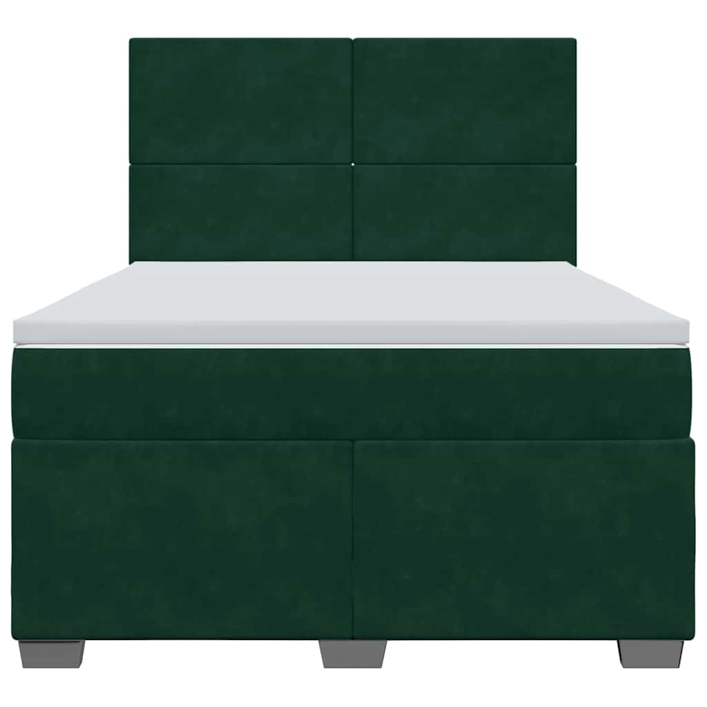 Pat box spring cu saltea, verde închis, 140x190 cm, catifea GartenMobel Dekor