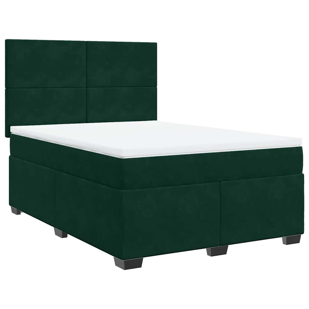 Pat box spring cu saltea, verde închis, 140x200 cm, catifea GartenMobel Dekor